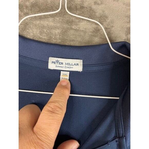 Peter Millar Summer Comfort Golf Polo Men's Size 2XL Blue Navy Shirt Performance - Picture 3 of 5